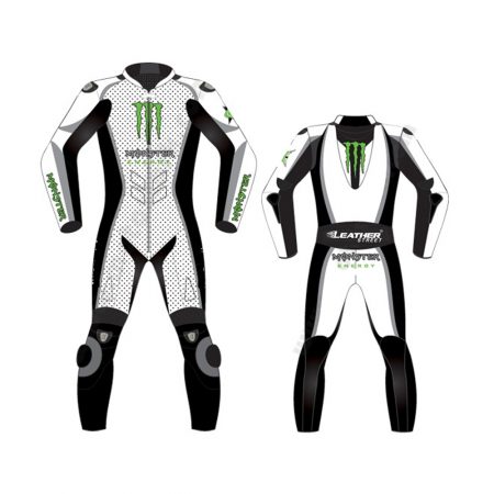 White Monster Motorbike Racing Suit