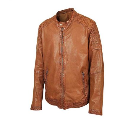Michle Cognac Leather Jacket For Men