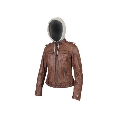 Fleece Hooded Leather Jacket