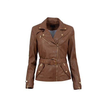 Blingsoul Brown Womens Leather Jacket