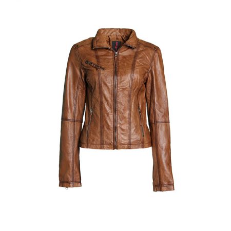 Stella Cognac waxed Sheep Leather Jacket