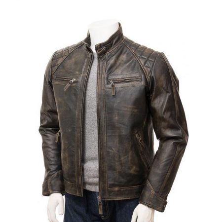 Copper Waxed Lambskin Leather Jacket