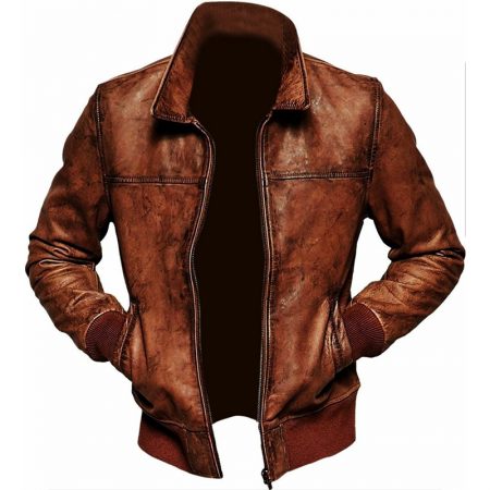 Cognac Heavy Waxed Leather Jacket