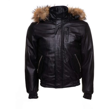 Fox Fur Hooded Leather Jacket