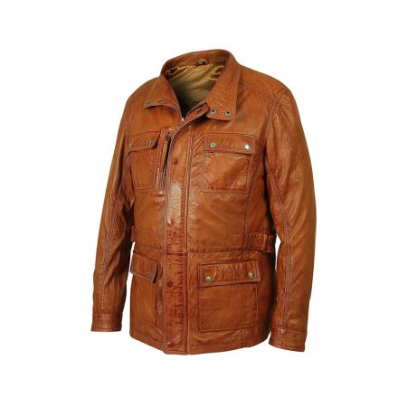 Tan Brown Leather Coat For Men