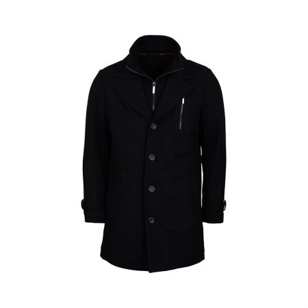 Black Men's Double Layer Fashion Wool Coat
